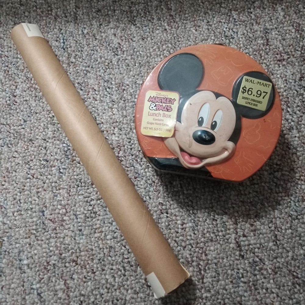 Antique Disney Mickey Mouse lunch box and poster bundle